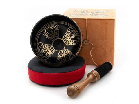 Geschenkset mit grösserer Klangschale in brauner Box mit Aufdruck
