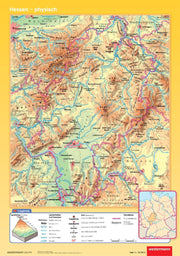 Posterkarten Geographie. Hessen: physisch / politisch