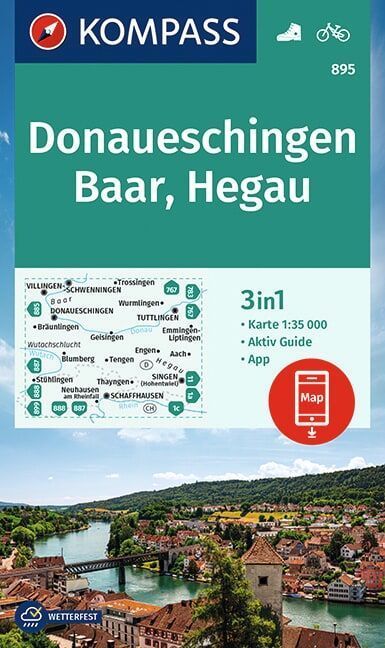 KOMPASS Wanderkarte 895 Donaueschingen, Baar, Hegau 1:35.000