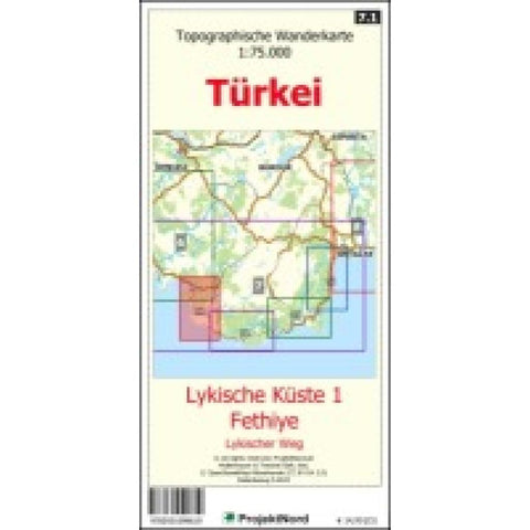 Lykische Küste 1 - Fethiye - Lykischer Weg - Topographische Wanderkarte 1:75.000 Türkei (Blatt 7.1)