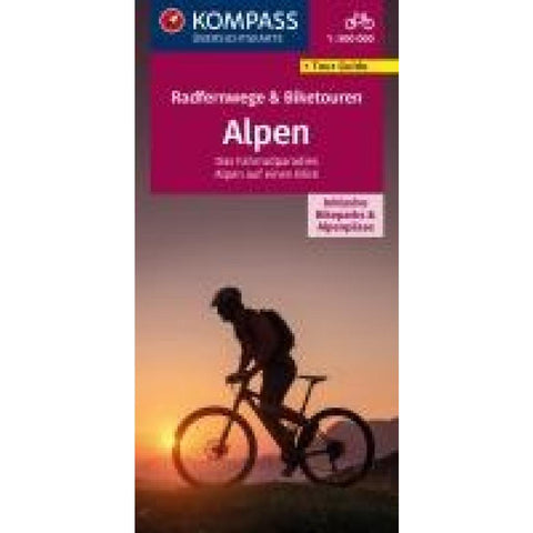 KOMPASS Radfernwegekarte Radfernwege & Biketouren Alpen - Übersichtskarte 1:500.000