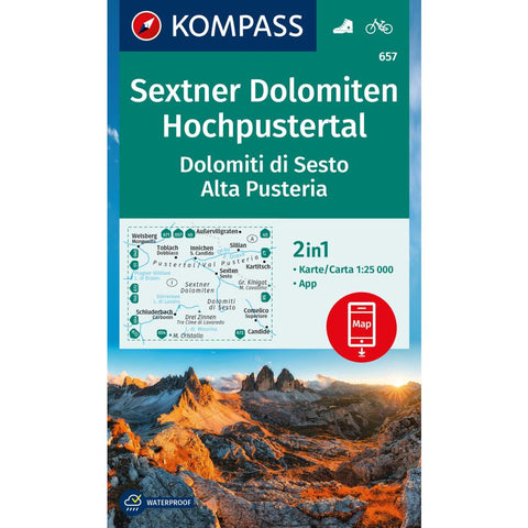 KOMPASS Wanderkarte 657 Sextner Dolomiten, Hochpustertal / Dolomiti di Sesto, Alta Pusteria 1:25.000