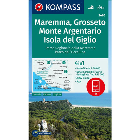 KOMPASS Wanderkarte 2470 Maremma, Grosseto, Monte Argentario, Isola del Giglio 1:50.000