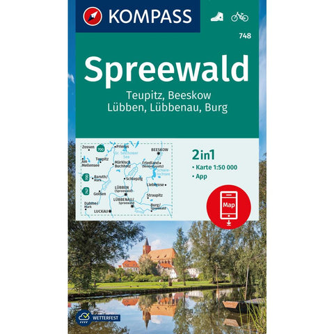 KOMPASS Wanderkarte 748 Spreewald, Teupitz, Beeskow, Lübben, Lübbenau, Burg 1:50.000