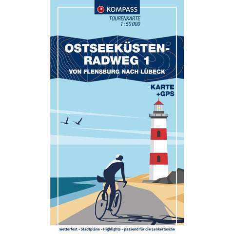 KOMPASS Fahrrad-Tourenkarte Ostseeküstenradweg 1, von Flensburg nach Lübeck 1:50.000