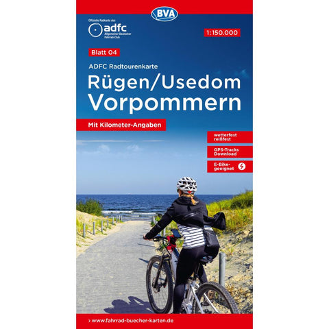 BVA ADFC Radtourenkarte Rügen/Usedom Vorpommern 1:150.000