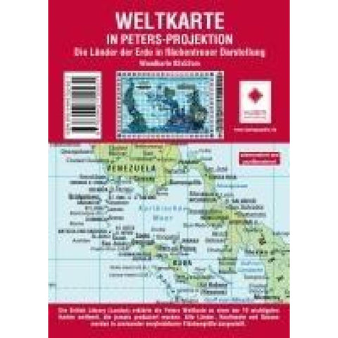Poster Weltkarte Petersprojektion, Up-side down deutsch (ca. 82,5 x 52,3 cm)