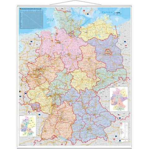 Orga-Karte Deutschland. Wandkarte Großformat mit Metallstäben