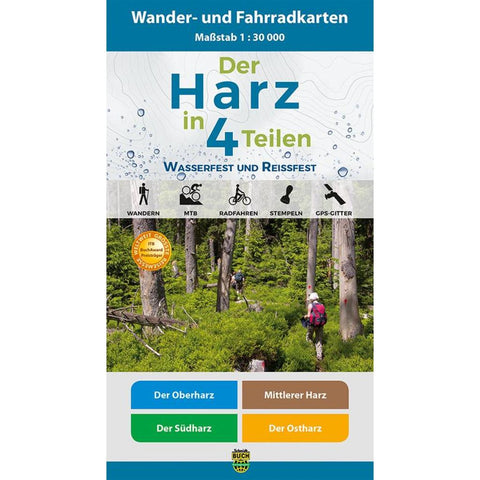 Der Harz in 4 Teilen. Wander- und Fahrradkartenset 1 : 30 000