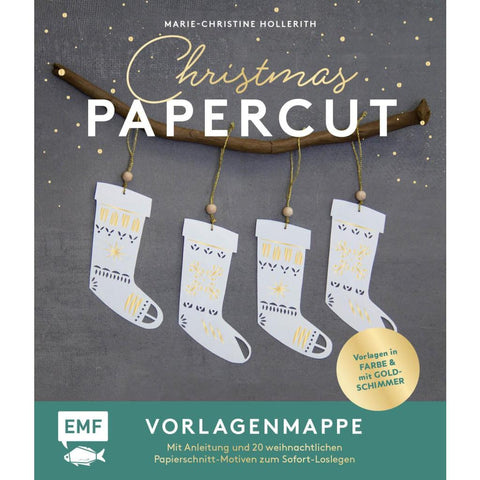 Set: Christmas Papercut - Die Vorlagenmappe mit Anleitung und 20 weihnachtlichen Papierschnitt-Motiven zum Sofort-Loslegen