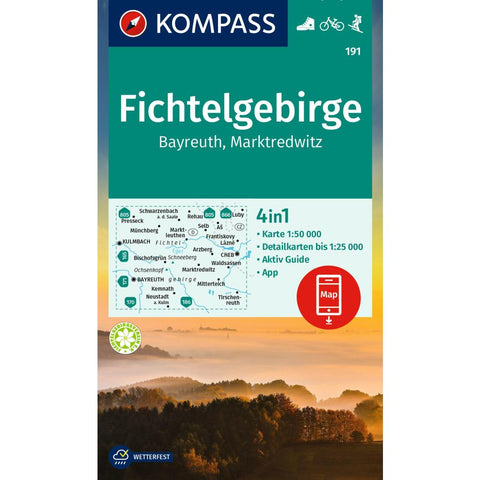 KOMPASS Wanderkarte 191 Fichtelgebirge, Bayreuth, Marktredwitz 1:50.000
