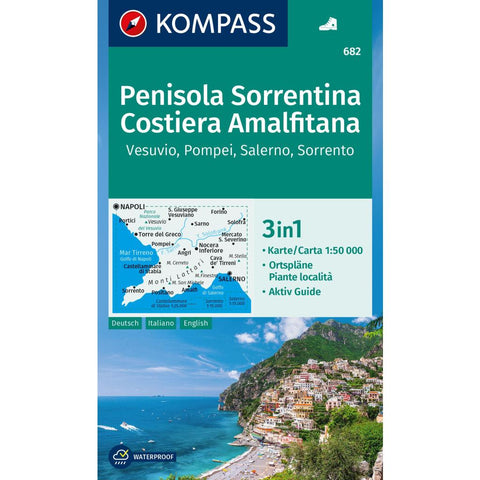 KOMPASS Wanderkarte 682 Penisola Sorrentina, Costiera Amalfitana, Vesuvio, Pompei, Salerno, Sorrento 1:50.000