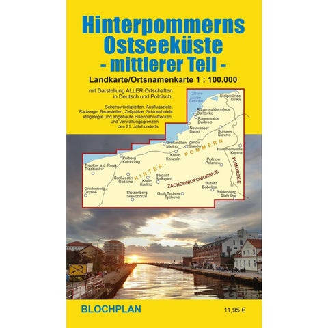 Landkarte Hinterpommerns Ostseeküste - mittlerer Teil