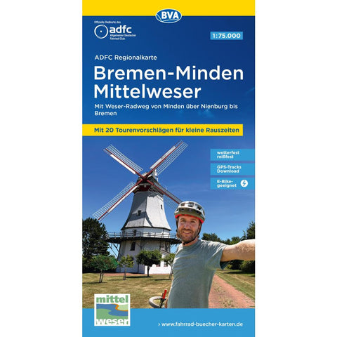 BVA ADFC Regionalkarte Bremen-Minden Mittelweser 1:75.000