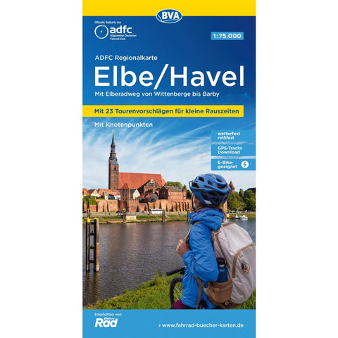 BVA ADFC Regionalkarte Elbe/Havel, mit Knotenpunkten 1:75.000