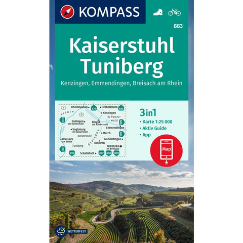 KOMPASS Wanderkarte 883 Kaiserstuhl, Tuniberg, Kenzingen, Emmendingen, Breisach am Rhein 1:25.000