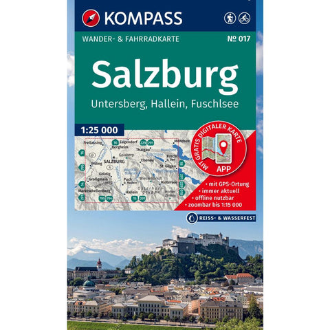 KOMPASS Wanderkarte 017 Salzburg, Untersberg, Hallein, Fuschlsee 1:25.000