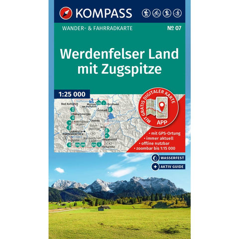 KOMPASS Wanderkarte 07 Werdenfelser Land mit Zugspitze 1:25.000
