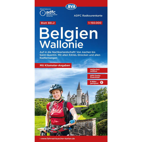 BVA ADFC Radtourenkarte Belgien Wallonie 1:150.000
