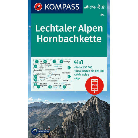KOMPASS Wanderkarte 24 Lechtaler Alpen, Hornbachkette 1:50.000