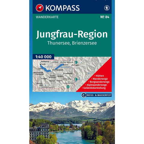 KOMPASS Wanderkarte 84 Jungfrau-Region, Thunersee, Brienzersee 1:40.000