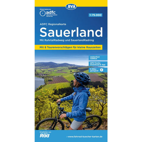 ADFC-Regionalkarte Sauerland mit Tagestouren-Vorschlägen, 1:75.000, reiß- und wetterfest, GPS-Tracks Download