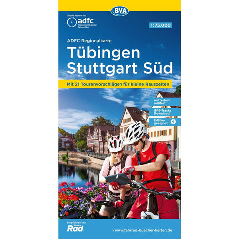 ADFC-Regionalkarte Tübingen - Stuttgart Süd, 1:75.000, reiß- und wetterfest,mit kostenlosem GPS-Download der Touren via BVA-website oder Karten-App