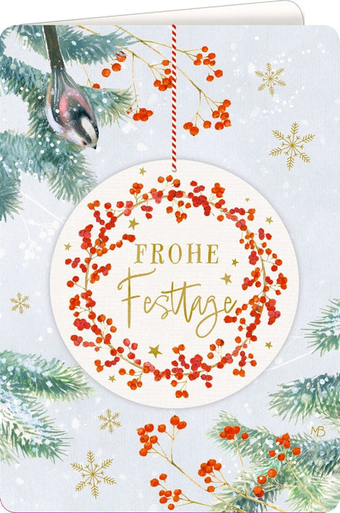 Weihnachtskarte mit Anhänger - Frohe Festtage