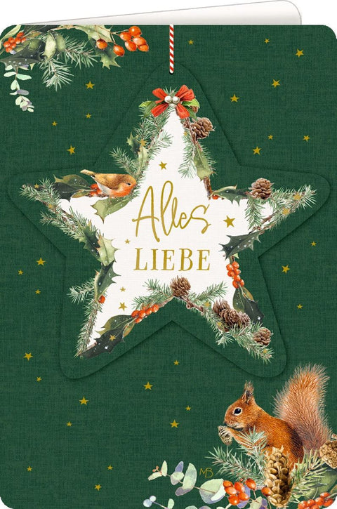 Weihnachtskarte mit Anhänger - Alles Liebe