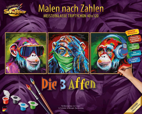Schipper Malen nach Zahlen - Die 3 Affen (Tript.)