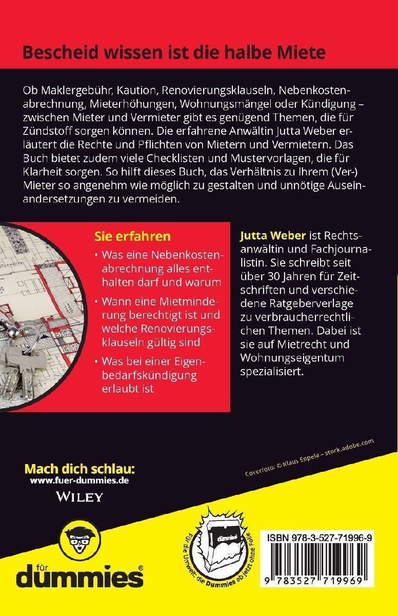Mieten und Vermieten für Dummies (Rückseite)