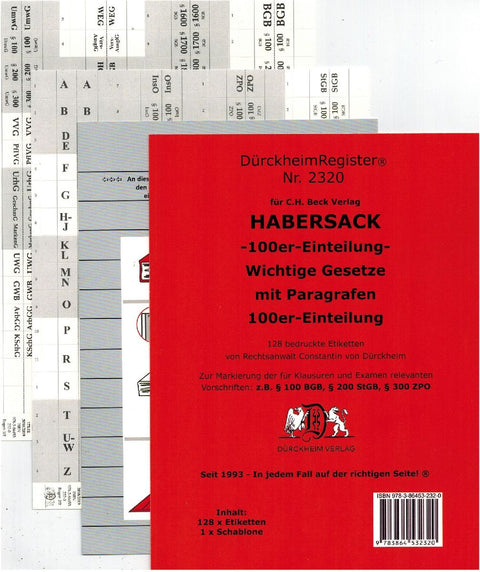 DürckheimRegister® SCHÖNFELDER-100er-Einteilung - 2018-2022