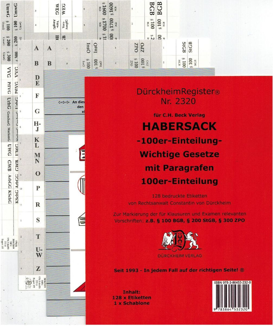 DürckheimRegister® SCHÖNFELDER-100er-Einteilung - 2018-2022