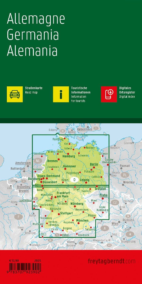 Deutschland, Straßenkarte 1:500.000, freytag & berndt (Rückseite)