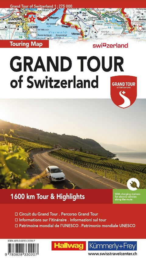 Hallwag Strassenkarte Grand Tour of Switzerland Map 1:275.000