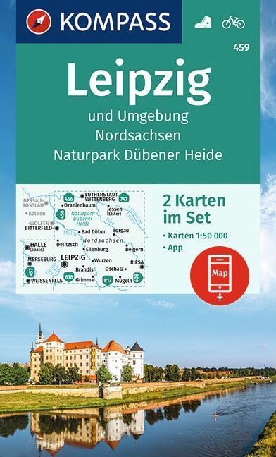 KOMPASS Wanderkarten-Set 459 Leipzig und Umgebung, Nordsachsen, Naturpark Dübener Heide (2 Karten) 1:50.000
