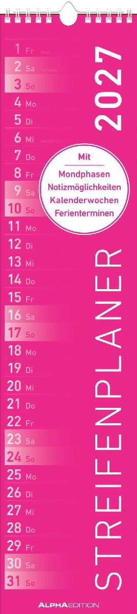 Streifenplaner PINK 2027
