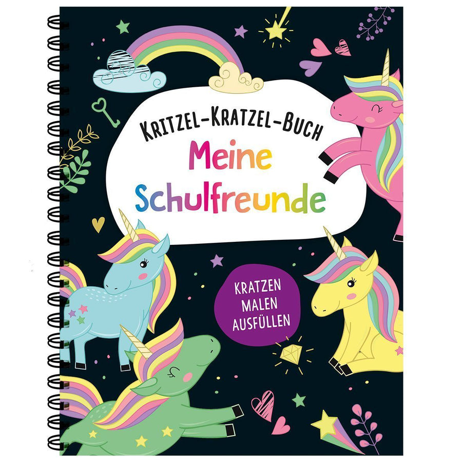 Kritzel-Kratzel-Buch Meine Schulfreunde (Einhörner)