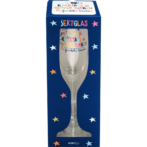 Sektglas "Kacktage in Glitzer tunken & funkeln lassen"