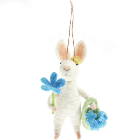 Aufhänger Hase Vergiß-mein-nicht, Filz, 7 x 9 x 15cm