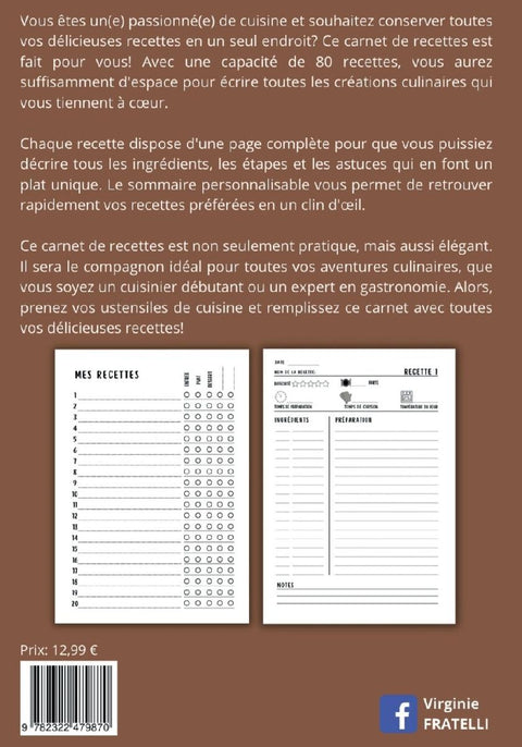 Carnet de recettes à remplir