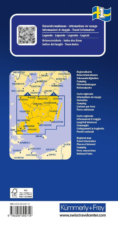 Kümmerly+Frey Regional-Strassenkarte 1 Schweden Süd 1:250.000