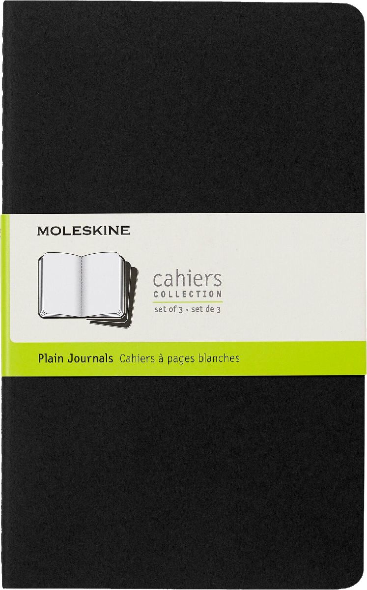 Moleskine Cahier, L/A5, 3er Set, Blanko, Kartoneinband, Schwarz