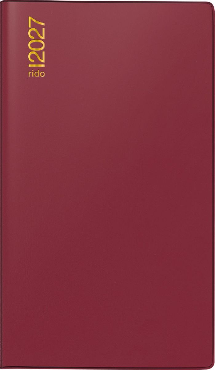 rido/idé 7012112297 Taschenkalender Mod. TM 15 2027 A6, Kunststoff, bordeaux