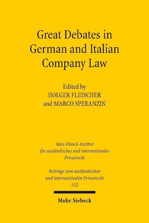 Great Debates in German and Italian Company Law