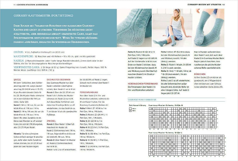 Socken stricken andersrum - Von der Spitze zum Bündchen. Die geniale Methode für passgenaues Stricken (Innenansicht)