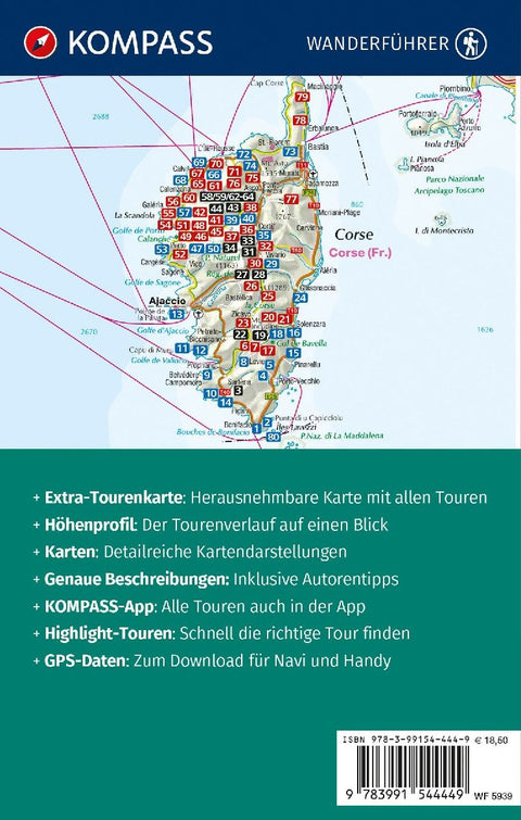 KOMPASS Wanderführer Korsika, 80 Touren mit Extra-Tourenkarte
