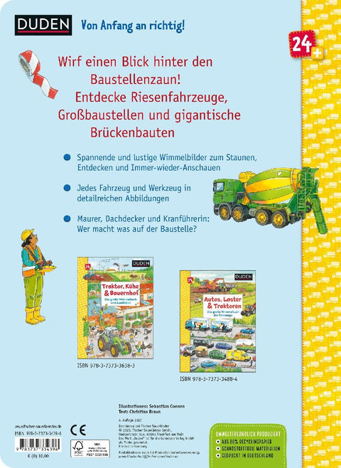 Duden 24+: Bagger, Kran und Tunnelbau. Das große Wimmelbuch von der Baustelle