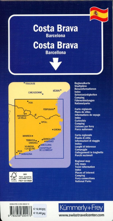 Kümmerly+Frey Regional-Strassenkarte Costa Brava 1:200.000