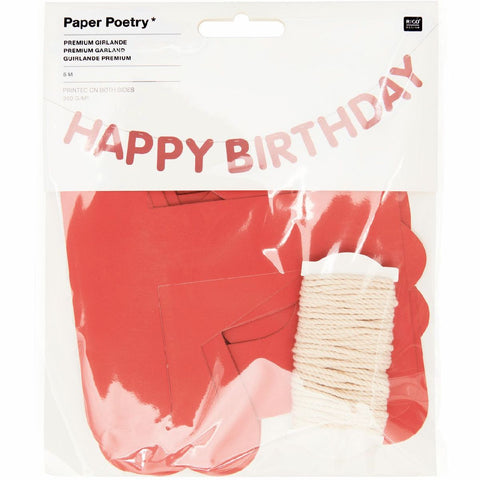 Girlande Happy Birthday, Rot FSC MIX, 5m